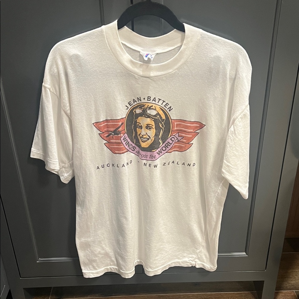 Vintage White Graphic Tee with Aviation Design